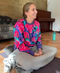 Holly Neighbours leading an online conscious connected breathwork journey from Auckland
